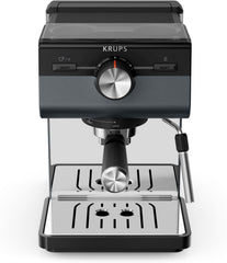 KRUPS Authentic+ XP384G10 Espresso-zeefhouder, 15 bar, intuïtieve bediening, geraffineerd design, stoomsproeier, incl. uitgebreide accessoires, bullet dark zilver/roestvrij staal