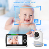 HelloBaby Monitor met camera en audio, 5 '' groot scherm met 3500 mAh batterij, externe Pan-Tilt-Zoom-camera, tweerichtingsgesprek, ECO-modus, auto-nachtzicht, bereik tot 900 voet en geen wifi