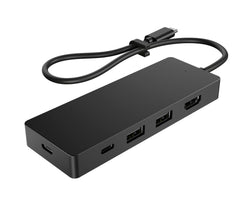 HP G3 Travel Docking Station met USB-C MultiPort Schaalbare Voeding en Plug-and-Play, 5 Overdrachtpoorten, 2 USB-C, 2 USB-A, HDMI), Zwart