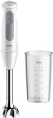 Braun Minipimer MultiQuick 5 Handmixer voor soepen, smoothies en babypap, 21 snelheden, precisiebediening, roestvrijstalen arm, maatbeker, 1000 W, wit (MQ50001M)