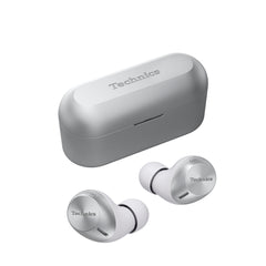 Technics EAH-AZ40M2ES Draadloze oordopjes met ruisonderdrukking, multipoint Bluetooth, comfortabele in-ear oortelefoons, aanpasbare pasvorm, tot 5,5 uur speeltijd, zilver
