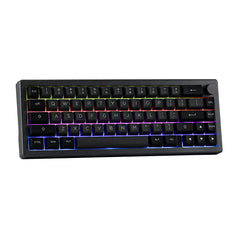EPOMAKER EK68 65% Pakking NKRO Hot Swappable Drievoudige Modus Mechanische Gaming Toetsenbord met Knop, Zuid-gerichte LED, RGB Achtergrondverlichting voor Win/Mac (Zwart Zilver, Flamingo Switch)