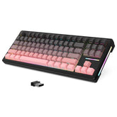 LexonElec x ATTACK SHARK M87 75% Draadloos Gaming Toetsenbord, Tri-Mode-BT5.0/2,4G/Bedraad, 27 RGB Backlit, TKL Hot-swap Lineaire Switch, QWERTY Zijwaartse Printgradiënt PBT Keycap-Zwart/Roze