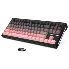 LexonElec x ATTACK SHARK M87 75% Draadloos Gaming Toetsenbord, Tri-Mode-BT5.0/2,4G/Bedraad, 27 RGB Backlit, TKL Hot-swap Lineaire Switch, QWERTY Zijwaartse Printgradiënt PBT Keycap-Zwart/Roze