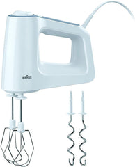 Braun Multimix 3 Handmixer HM 3100 WH, 500W, Roestvrijstalen Mixer, 5 Snelheden, Klasse A, Wit