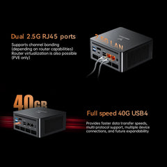 MINISFORUM UM890 Pro Mini PC - AMD AI Ryzen 9 8945HS, 8 C/16 T, Radeon 780M GPU, 64GB DDR5 RAM, 1TB M.2 SSD, HDMI 2.1, DP 1.4, 2xUSB4, 4xUSB3.2, Oculink, 2xRJ45 2.5G, Wi-Fi 6E & BT 5.2