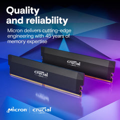 Crucial Pro RAM DDR5 32GB Kit (2x16GB) 6000MHz CL36, Gaming Memory Overclocking, Intel XMP 3.0 / AMD EXPO, Desktop Memory (PC), Black - CP2K16G60C36U5B
