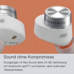 Bowers & Wilkins Pi5 S2 (modeljaar 2023) draadloze True Wireless Noice Cancelling hoofdtelefoon met Bluetooth, aptX, actieve ruisonderdrukking (ANC) en geïntegreerde microfoons // Cloud Grey