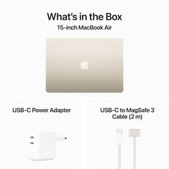 Apple 2024 15” MacBook Air met M3‑chip: 15,3” Liquid Retina-display, 8 GB centraal geheugen, 256 GB SSD-opslag, toetsenbord met achtergrondverlichting, 1080p FaceTime HD-camera, Touch ID; Middernacht