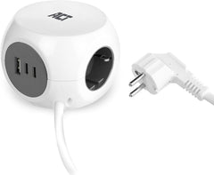 ACT AC2420 Kubus Stekkerdoos 3-voudig - 30W USB-C & USB-A - 1,5m Kabel - Wit