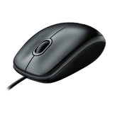 Logitech B100 USB Muis, 3 Knoppen, Optische Tracking, Links-en Rechtshandig, PC/Mac/Laptop - Zwart