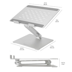 Amazon Basics Laptopstandaard, verstelbaar, ergonomisch, met warmteafvoer, traploos in hoogte en hoek verstelbaar, ideaal voor een laptop tot 43,9 cm (17,3 inch), 27,9 x 23 x 5,6 cm, zilver