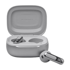 JBL Live Flex 3, Draadloze Oordopjes met Bluetooth, 50 uur Batterijduur, True Adaptive Noise Cancelling en Hoogwaardig JBL Signature Geluid, IP54 Waterproof, Open-Back Stick Ontwerp, Zilver
