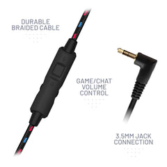 STEALTH C6-100 Neon Red & Blue Over Ear Gaming Headset PS4/PS5, XBOX, Switch, PC with Flexible Mic, 3.5mm Jack, 1.5m Cable, Lightweight, Comfortable and Durable