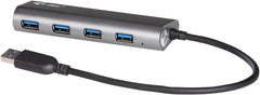 i-tec U3HUB448 USB 3.0 4-Port HUB Metaal met Stroomadapter voor Windows MacOS Linux Android,zwart