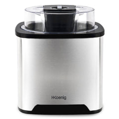 H.Koenig Ice Cream Maker SRB80, Capacity 2L, 12 W, Stainless Steel, 30 to 40 min Preparation Time, Fast, 30 rpm, Automatic Stop, Clear Lid, Removable Bowl, Silver