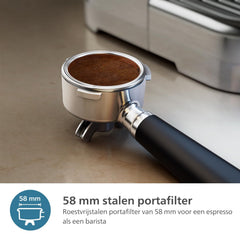 PHILIPS Barista Brew Semi Automatische Espressomachine - Enkele & Dubbele Espresso + Americano-knop, 280g Dual Bean Container, Gekalibreerd Tamponeren, Metalen Cappuccino (PSA3228/41)