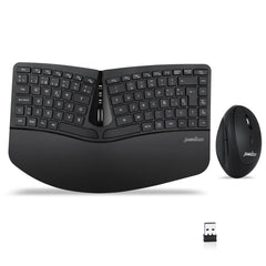Perixx Periduo-606 Compact ergonomisch toetsenbord en draadloze verticale muis, verstelbare polssteun en low-profile toetsen, instelbare dpi, QWERTY Spaans