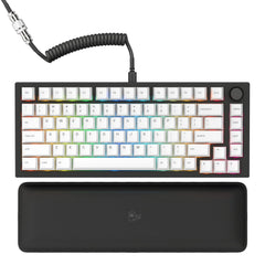 Glorious Gaming GMMK PRO 75% - Modulair mechanisch gamingtoetsenbord, TKL, 1,5 kg frame, aanpasbaar, Fox-switches, spiraalkabel, polssteun, witte PBT-toetsen, RGB, Amerikaanse QWERTY-indeling - Zwart