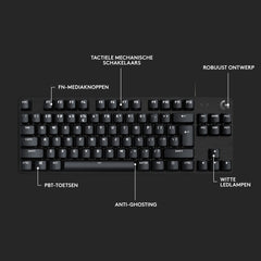 Logitech G413 TKL SE Mechanisch Gaming Toetsenbord - Compact, Pan Nordic QWERTY indeling - Zwart