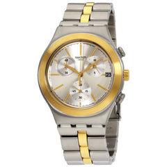 Swatch Unisex volwassenen chronograaf kwarts horloge met roestvrij stalen armband YCS592G