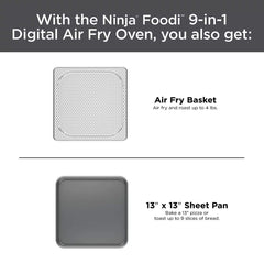 Ninja Foodi 9-in-1 Digitale Air Fry Oven Air Fry, Air Roast, Air Broil, Bakken, Bagel, Toast, Droog, Warm houden en Opwarmen - Roestvrij staal
