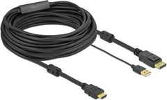 DeLOCK HDMI naar DisplayPort Kabel 4K 30Hz met USB-Voeding - 10 Meter