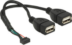 DeLOCK Interne USB 2.0 Header naar 2x USB-A Vrouwelijk Kabel - 20 cm