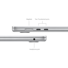 Apple 2024 15” MacBook Air met M3‑chip: 15,3” Liquid Retina-display, 8 GB centraal geheugen, 256 GB SSD-opslag, toetsenbord met achtergrondverlichting, 1080p FaceTime HD-camera, Touch ID; Zilver