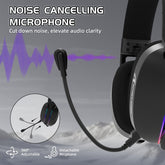 MAMBASNAKE x ATTACK SHARK L90 Flodable Ultra-Light Wireless Gaming Headset, 7.1 Surround Sound, BT5.3/2.4Ghz/Wired, RGB, 40mm neodymium drivers, Pluggable Microphone, voor PC/PS4/PS5/Switch/Xbox-Zwart