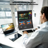 HONGO Draagbare Monitor voor Laptop, 15.6 Inch 1080P FHD Dubbel Scherm IPS, Draagbare Scherm 360° Rotación en USB-C Poort, Portable Monitor voor Laptop/PC/Mac/PS4/5/Xbox/Teléfono (No Driver)