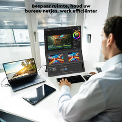HONGO Draagbare Monitor voor Laptop, 15.6 Inch 1080P FHD Dubbel Scherm IPS, Draagbare Scherm 360° Rotación en USB-C Poort, Portable Monitor voor Laptop/PC/Mac/PS4/5/Xbox/Teléfono (No Driver)