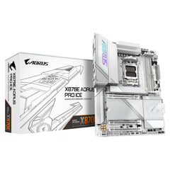 GIGABYTE X870E AORUS PRO ICE motherboard, supports AMD Ryzen 9000 CPU, 16+2+2 Phase Digital VRM, up to 8000MHz DDR5 (OC), 3 x PCIe 5.0, Wi-Fi 7, LAN 2.5GbE, USB 4