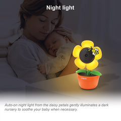 VTech RM9751 Geel Daisy Smart Wi-Fi Babycamera, iOS & Android ingeschakeld, 1080p Full HD, Privacy Mode Cover, Nachtlicht, Kalmerende Geluiden & Slaapliedjes, Twee-weg Intercom, Temperatuursensor,