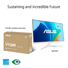 ASUS Eye Care VY249HF-W - 24 inch Full HD Monitor - 100 Hz, 1ms MPRT, AdaptiveSync - IPS Panel, Vesa 100x100, 16:9, 1920x1080, HDMI, Wit