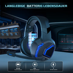 Gaming headset draadloos, gaming hoofdtelefoon voor PS5/PS4/PC/Switch/Mac, headset met microfoon, ruisonderdrukking, Bluetooth 5.2, 3D surround sound, hoofdtelefoon met kabel 3,5 mm voor Xbox Series.