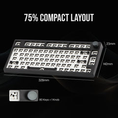 EPOMAKER TH80 Pro 75% 80 toetsen, hot-swappable triple mode, mechanisch gamingtoetsenbord, PCB montageplaatkit met demper schuimstoffen, compatibel met 3/5-pins schakelaar voor WIN/MAC/PS4/PS5/Xbox