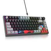 SOLIDEE Bedraad 75% Hotswappable Mechanisch Gaming Toetsenbord,met Rode Schakelaars RGB Verlicht Toetsenbord,82 Toetsen TKL Mechanisch Toetsenbord,NKRO Compact Toetsenbord met Knop(82 Dark)