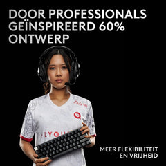 Logitech G PRO X 60 LIGHTSPEED, draadloos gaming toetsenbord, ultracompact mechanisch 60% TKL-toetsenbord, LIGHTSYNC RGB, toetsen van dubbellaags PBT, Optical Tactile, Windows PC, US INTL - Zwart