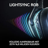 Logitech G935 draadloze RGB-gamingheadset, 7.1 surround sound, DTS X 2.0, 50 mm Pro-G-drivers, 2,4 GHz, rockermicrofoon, pc/Mac/PS4/Nintendo Switch, zwart