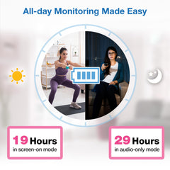 VTech VM819-2 Video Baby Monitor met 19 uur batterijlevensduur, 2 camera's, 1000 ft lange bereik, automatische nachtzicht, 2,8 inch scherm, 2-weg audio talk, temperatuursensor, stroombesparende modus