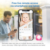 VTech RM9751 Geel Daisy Smart Wi-Fi Babycamera, iOS & Android ingeschakeld, 1080p Full HD, Privacy Mode Cover, Nachtlicht, Kalmerende Geluiden & Slaapliedjes, Twee-weg Intercom, Temperatuursensor,