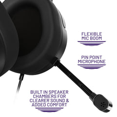 STEALTH PANTHER Over Ear Gaming Headset PS4/PS5, XBOX, Schakelaar, PC met flexibele microfoon, 3,5 mm Jack, 1,5 m kabel, lichtgewicht, comfortabel en duurzaam
