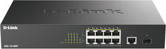 D-Link DGS-1010MP 10 Port Gigabit Max PoE Switch, 8 Gigabit 30W PoE+ poorten, 125W PoE Budget, SFP Fibre Uplink, Fanless, Stil, Power Saving, Metalen Case, Network Switch