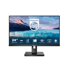 Philips 243S1-24 inch FHD USB-C docking monitor, in hoogte verstelbaar (1920x1080, 75 Hz, DisplayPort, HDMI, USB-C, RJ45, USB-hub) zwart
