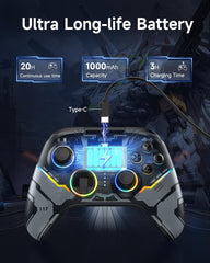EasySMX X15 Draadloze pc-controller met gangtriggers, halljoysticks, verbeterde Bluetooth-gamecontroller, geen drift, geen deadzone-effect, compatibel met Windows-pc, Android, Steam en Switch