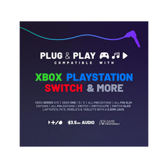 STEALTH PANTHER Cosmic - Over-ear gaming headset, Werkt met PS4/PS5, XBOX, Switch, pc met flexibele microfoon, 3,5 mm jack, 1,5 m kabel, lichtgewicht, comfortabel en duurzaam