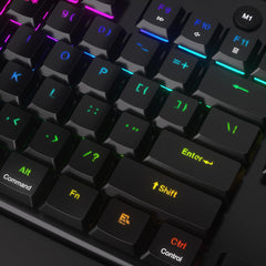 Redragon K618 Horus mechanisch RGB-toetsenbord, Bluetooth/2,4 GHz/bekabeld, tri-mode, platte toetsen, gamingtoetsenbord met draadloze verbinding, speciale media-besturing en lineaire rode schakelaar