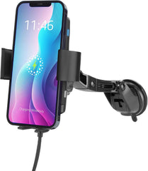 ACT Auto Telefoonhouder Draadloze Oplader, Qi 10W Fast Charge, Auto-Clamping Mobiele Telefoonhouder met Ontgrendelingsknop één Knop, voor Ventilatierooster of Voorruit Zuignap - AC9010