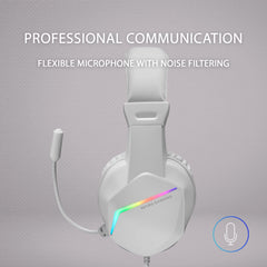 MARSGAMING MH122W Mars Gaming FRGB Over Ear Gaming Hoofdtelefoon met Microfoon, HiFi Geluid, Geluidsonderdrukking, Ultra Lichtgewicht, PS4 PS5 Xbox Switch Tablet Windows Mac, Wit